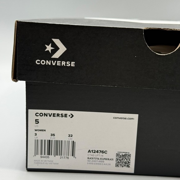 Converse CTAS Lift Women's 5 Hi Top Platform Sneakers Black Leather Zip A12476C - Picture 9 of 13